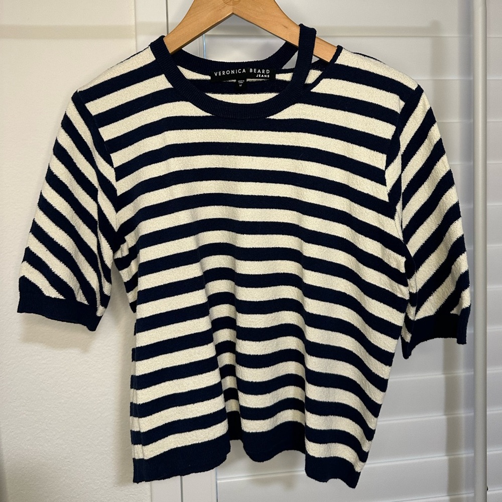 Veronica Beard Stripe cropped Sweater Top excellent cond. Current style!